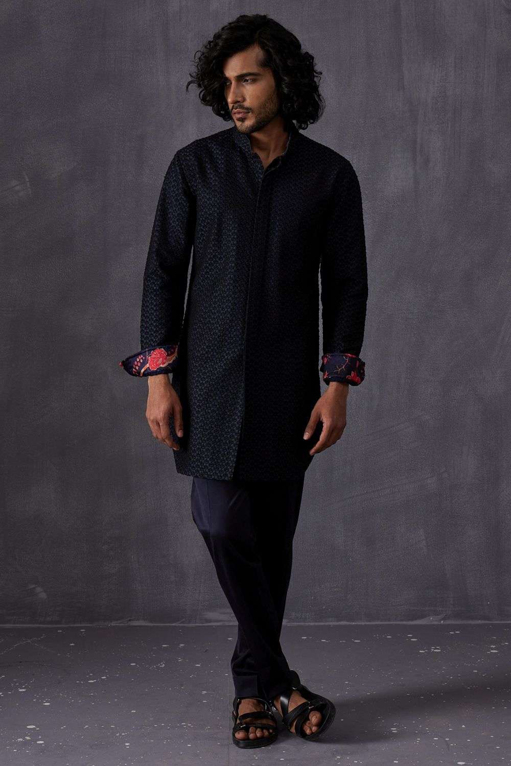 Buy Arjan Dugal Soft Blue Chanderi Silk Waist Coats