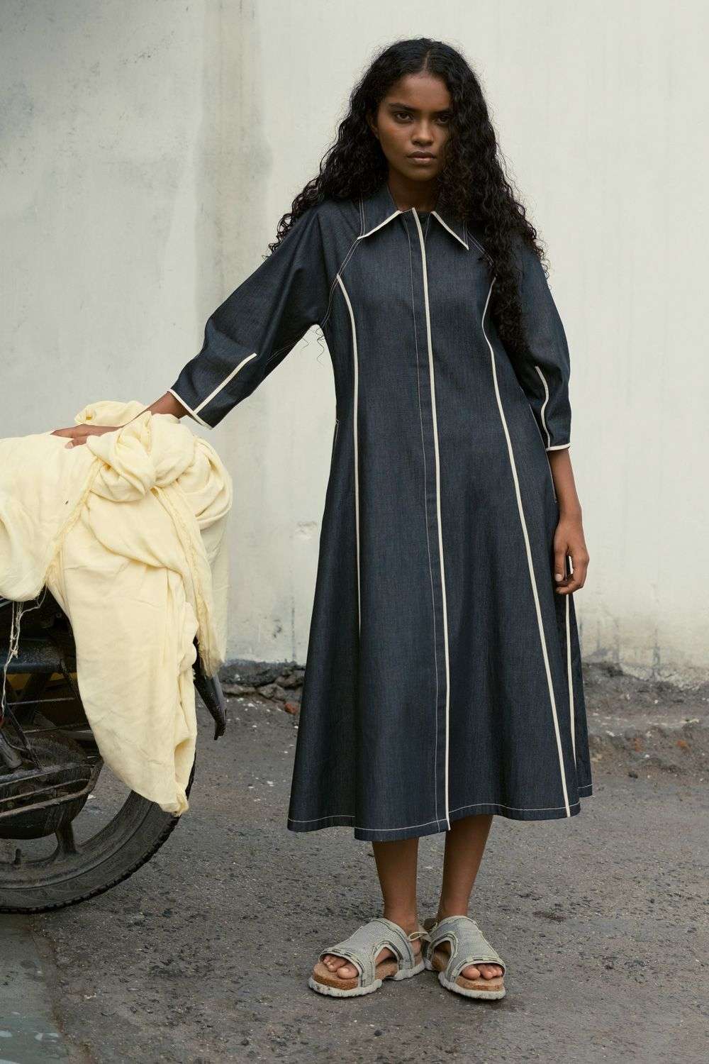 Black Denim Midi Dress