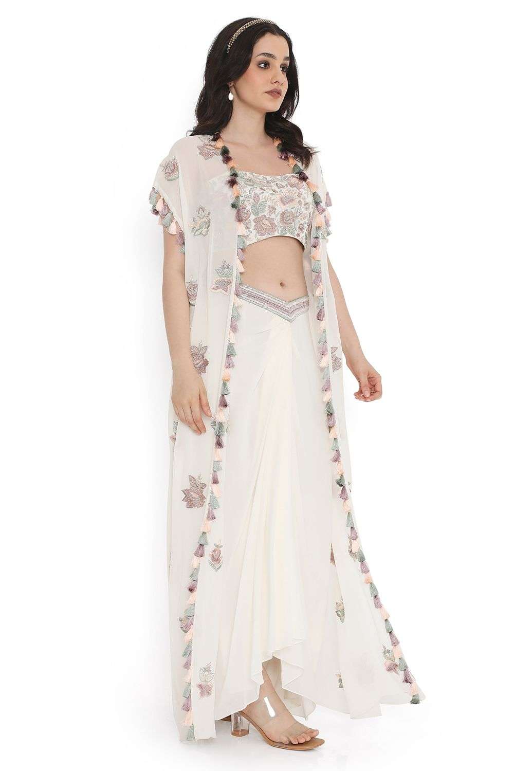 Buy Payal Singhal Soft Ivory Georgette Jacket Sets