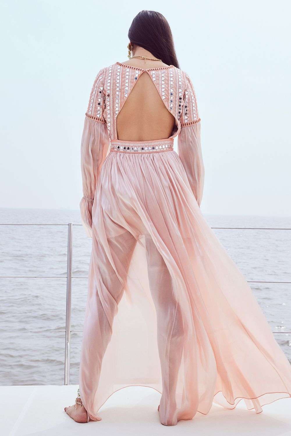 Buy Nirmooha Soft Peach Glass Organza Dresses