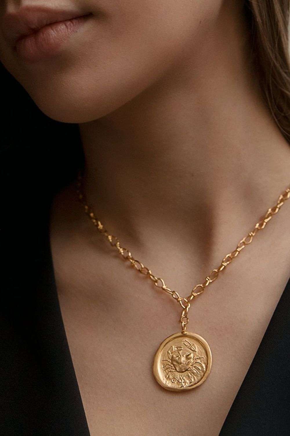 Cancer zodiac mini-link pendant