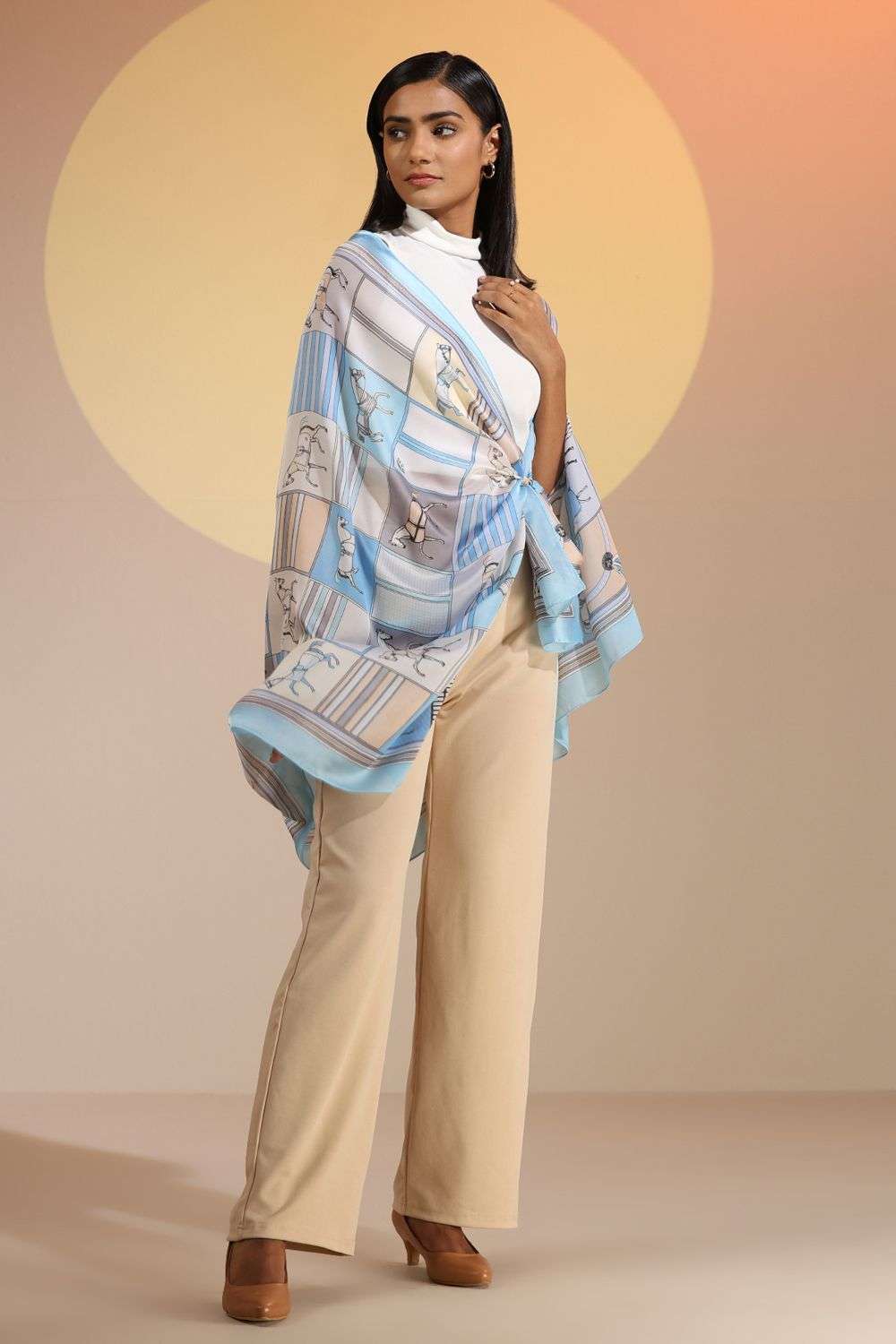 Buy Dusala India Soft Blue Silk Scarves Stoles