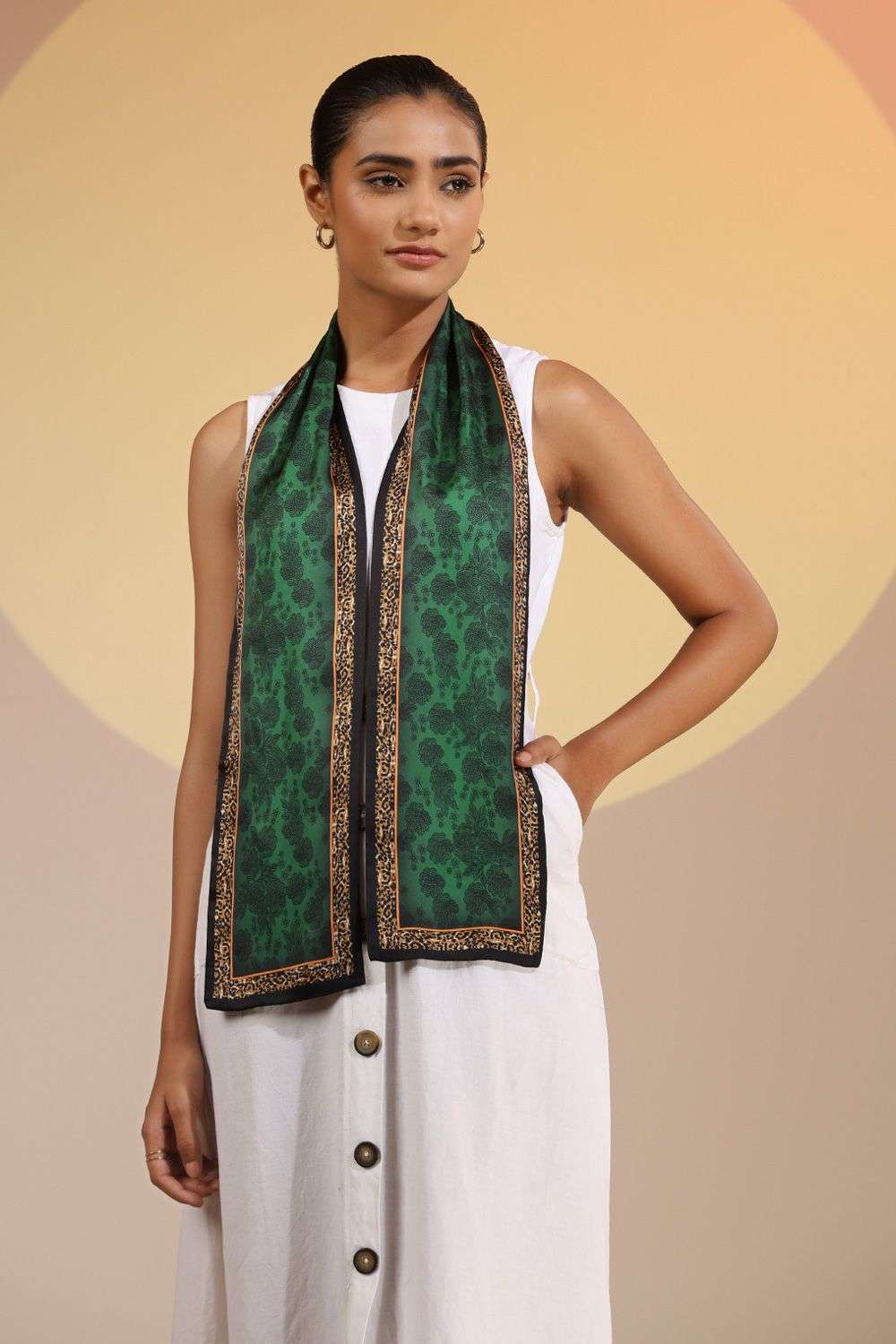 Green Arwa Silk Neck Scarf