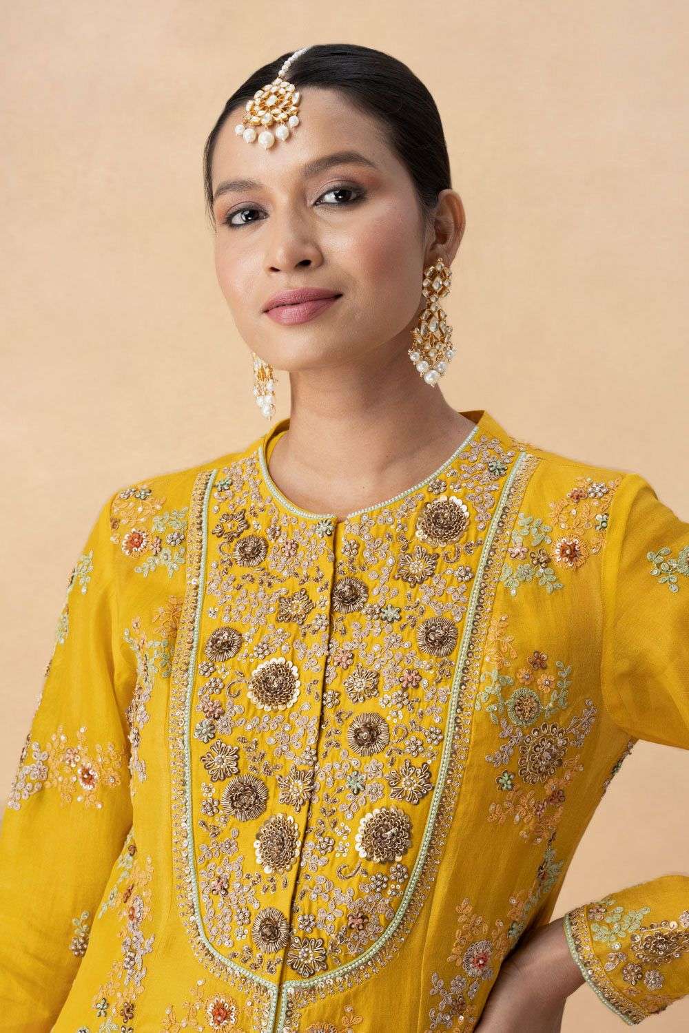 Buy Petticoat Lane by Divya Soft Yellow Organza & silk Jacket Sets