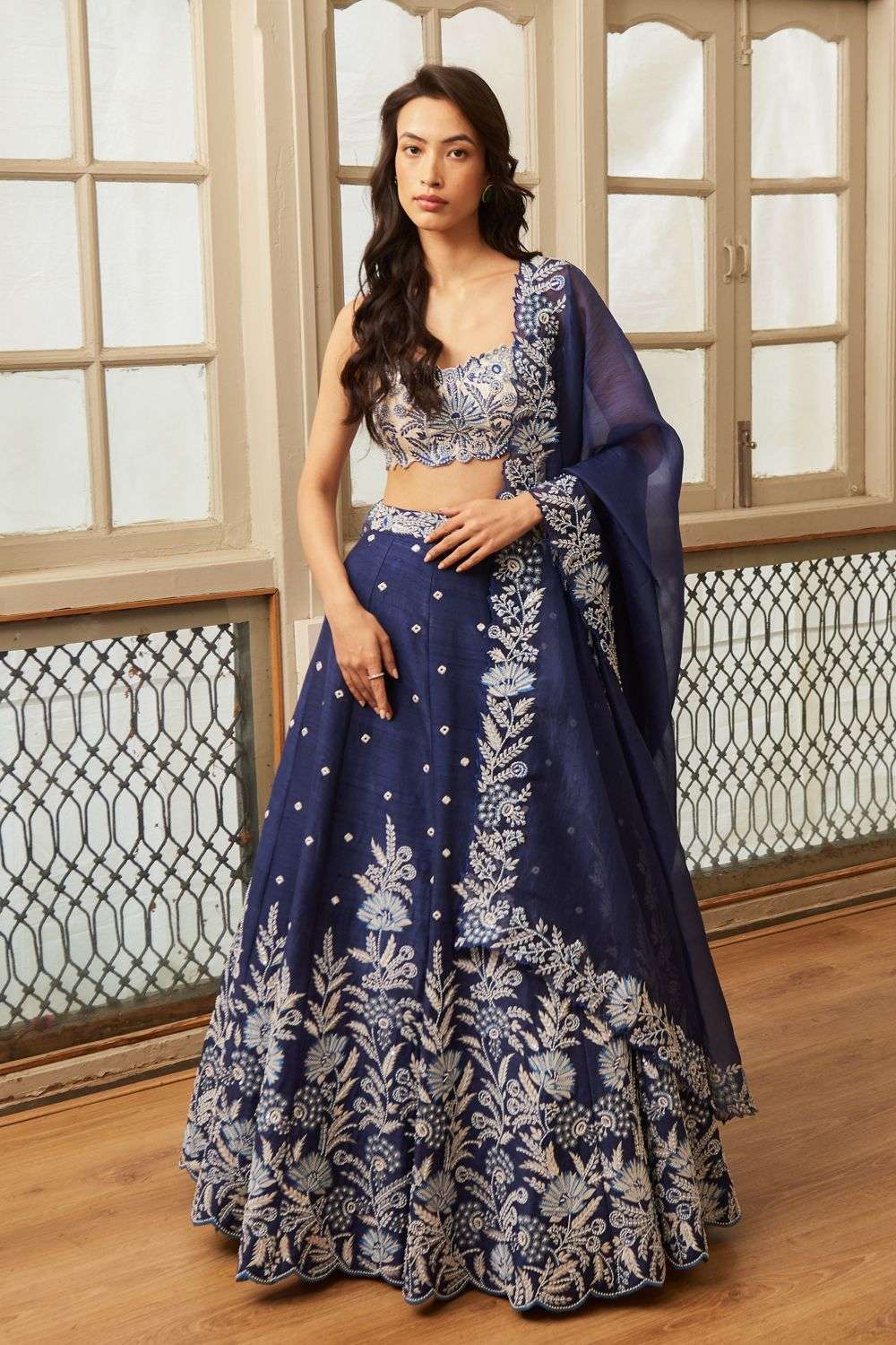 Buy Simone Handcrafted Soft Blue Raw Silk Blouse, Raw Silk Lehenga