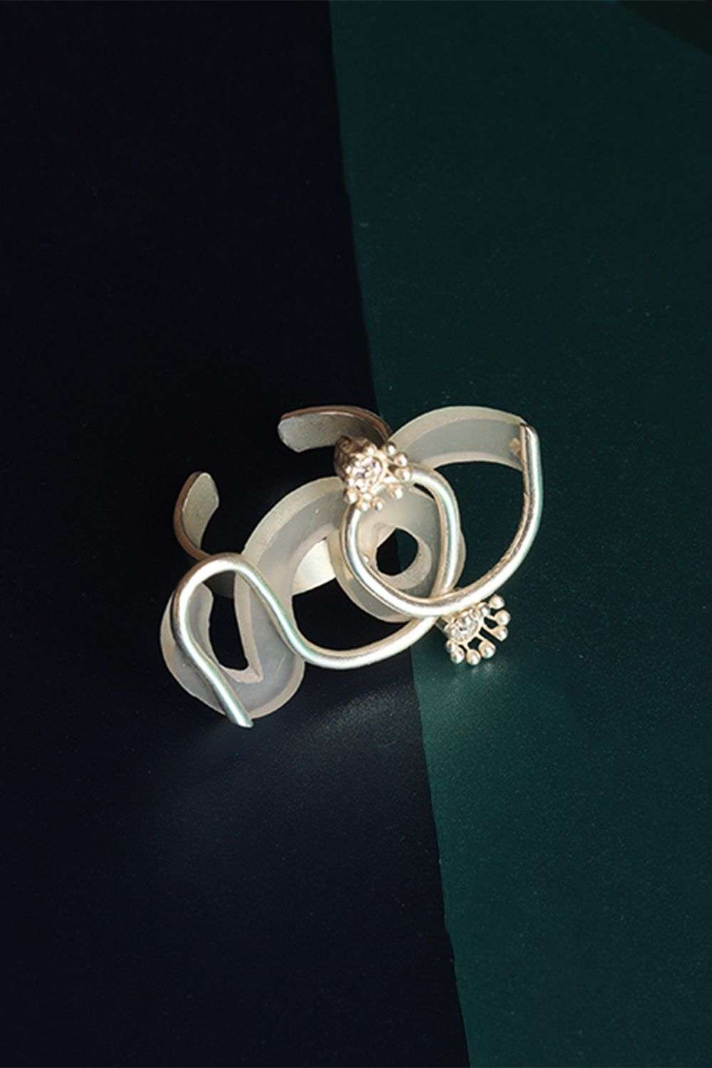 Silver midnight flower ring