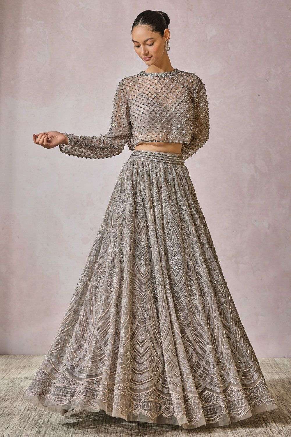 Buy Tarun Tahiliani Soft Silver Bustier : silk dupion /Top
