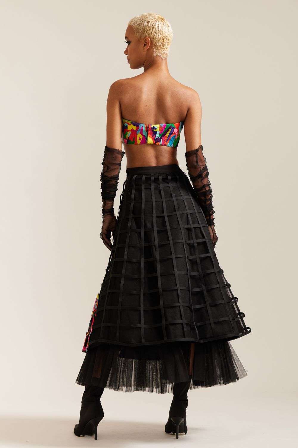 Buy Mini Sondhi Soft Black Crepe Mixed Medium Embroidery - Motifs