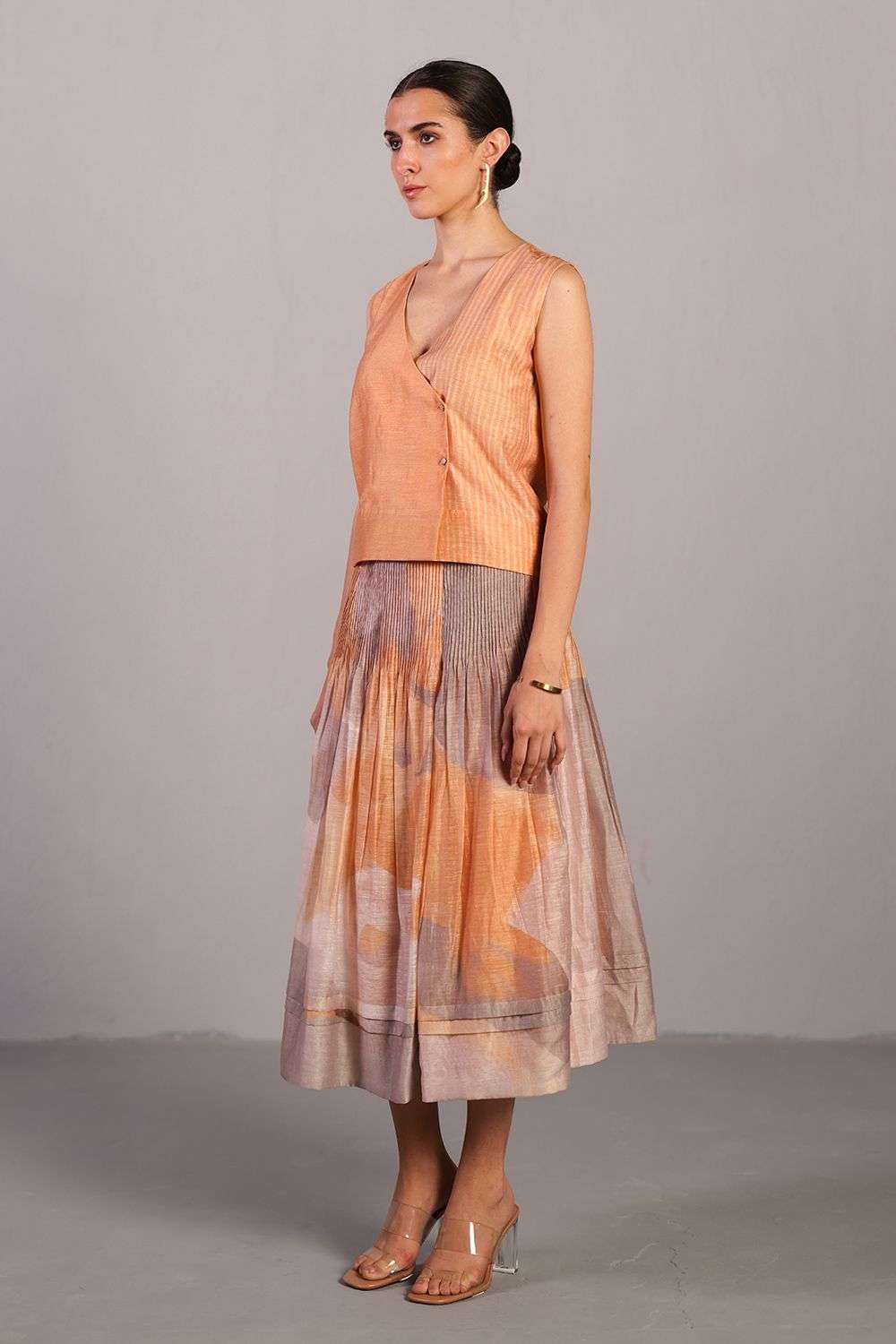 Buy CLOS Soft Orange Linen Silk Coordinate Sets