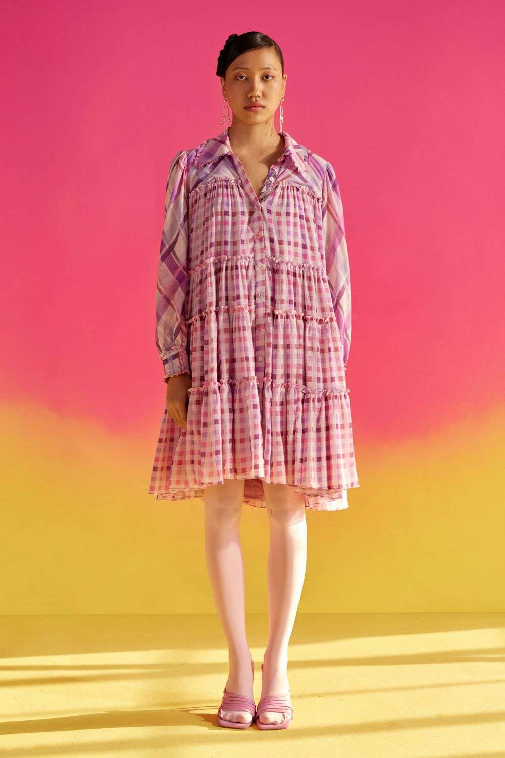 Lilac Organic Chinnon-Cotton Printed Boba Dress