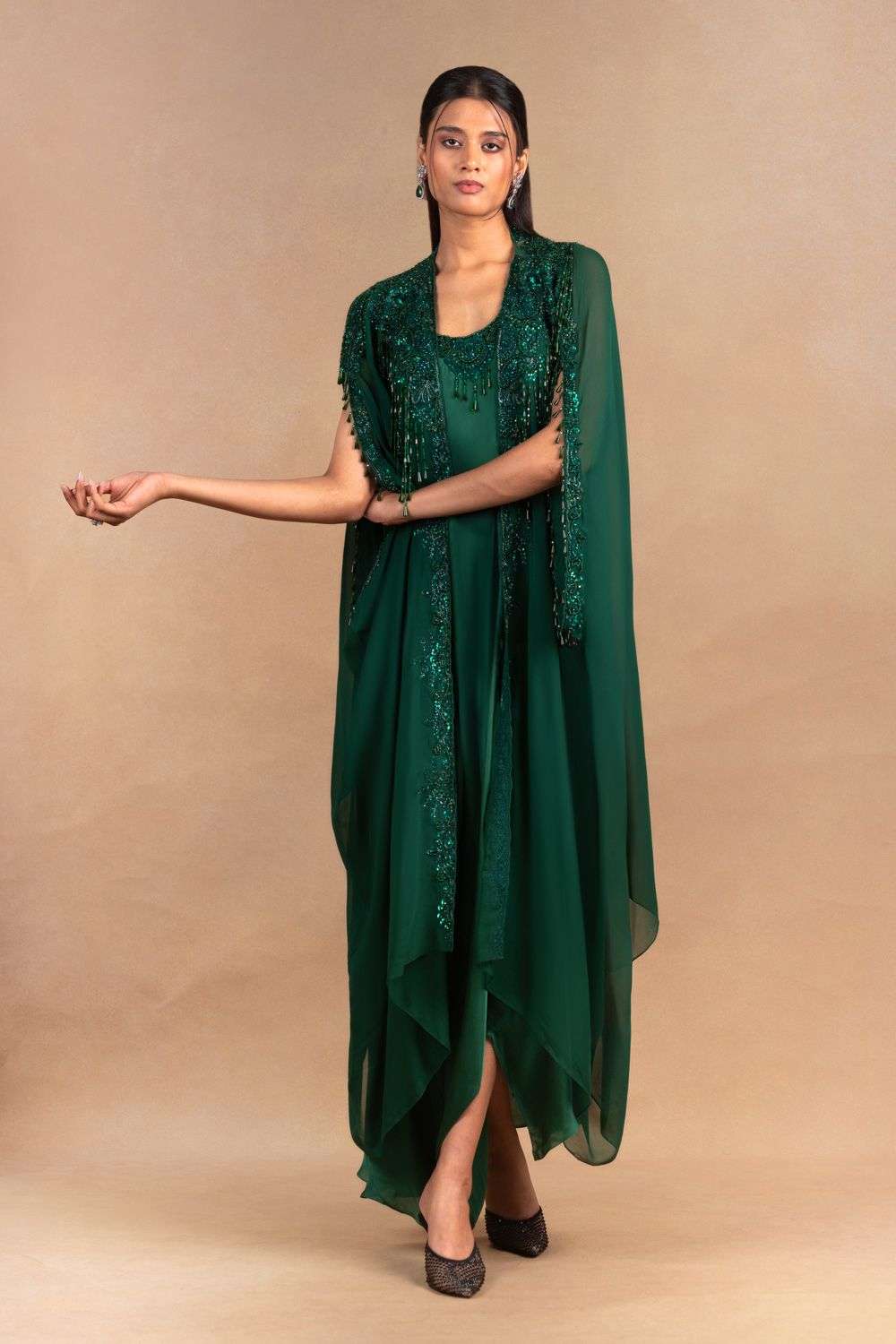 Buy Ahilian Soft Green Georgette Capes Cape Sets