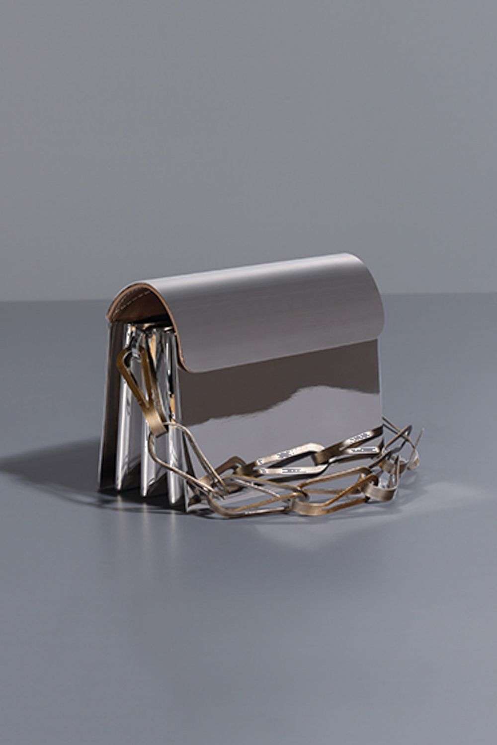 Buy tann-ed Soft Silver Genuine Leather & Gold Coated Metal