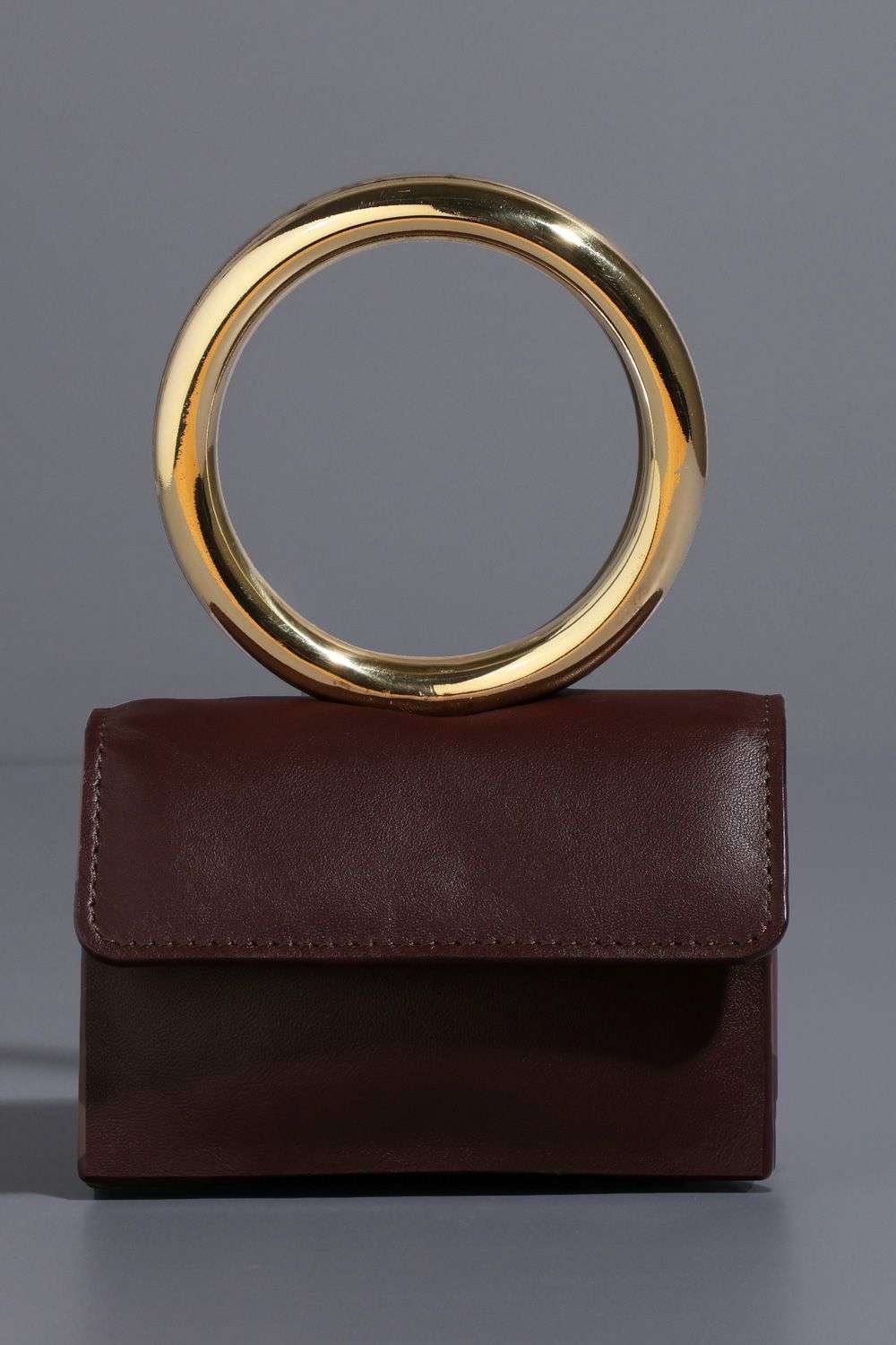 Earthy Brown Leather Mini Evening Bag