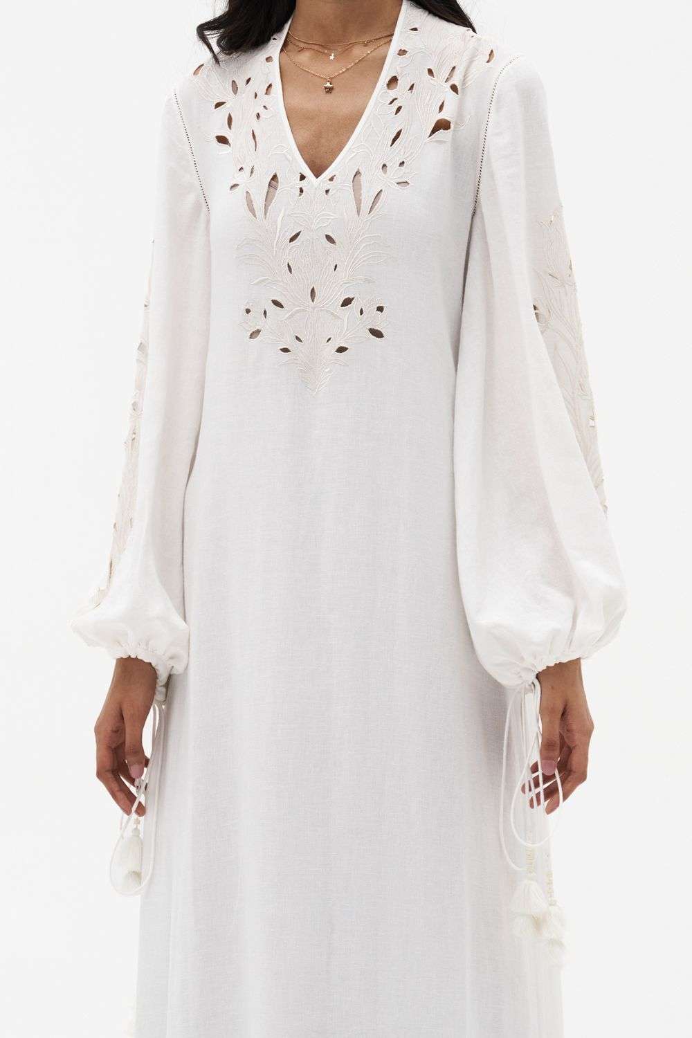 Buy Payal Jain Soft Ivory Cotton linen Cutwork embroidery Dresses