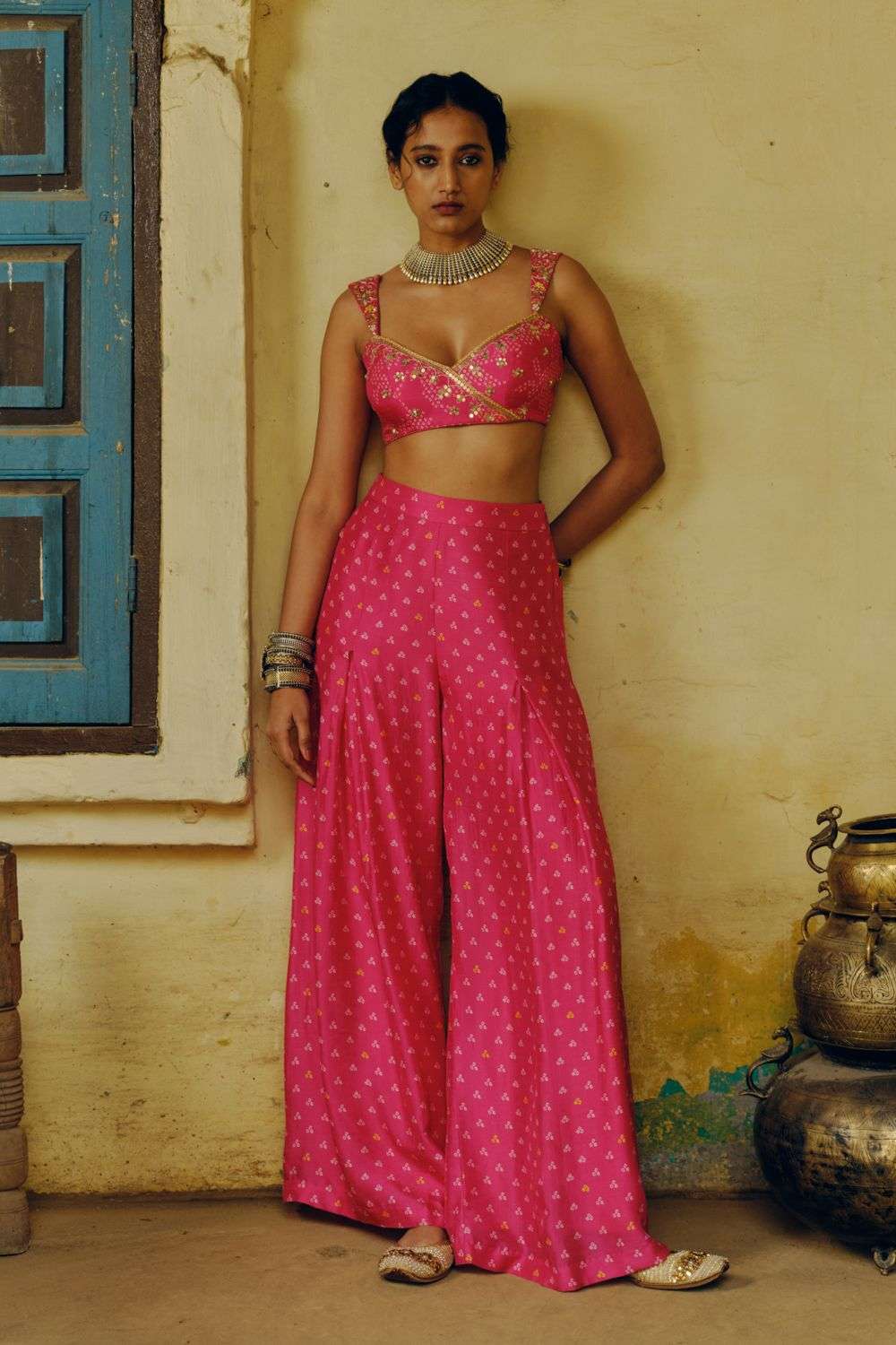 Buy Drishti & Zahabia Soft Pink DUPION SILK Hand Embroidery (Aari