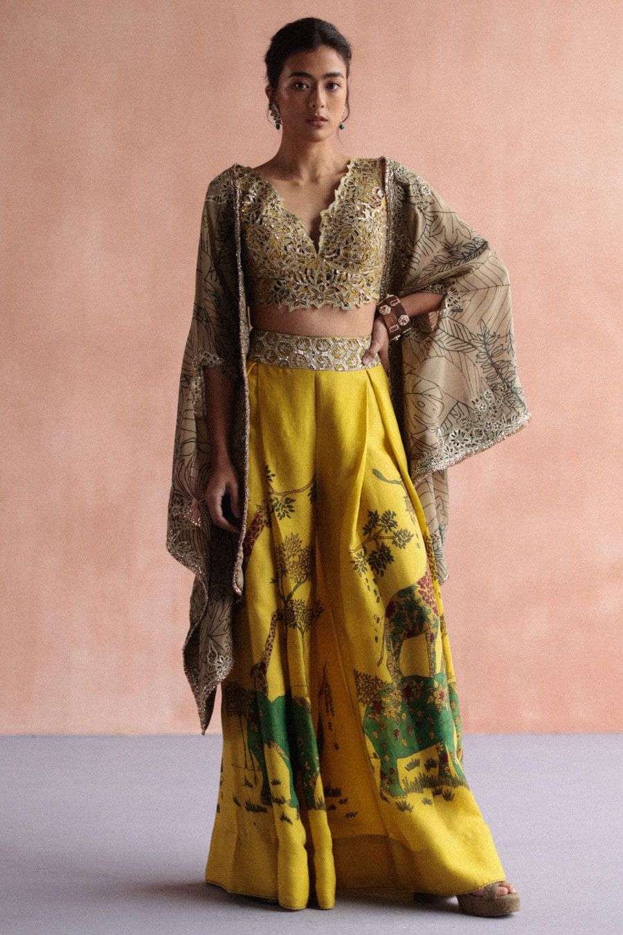 Buy Archana Jaju Soft Yellow Handwoven Silk Coordinate Sets