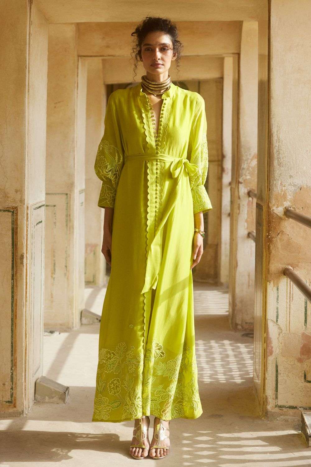 Buy Paulmi Harsh Soft Yellow Silk Organza Dresses