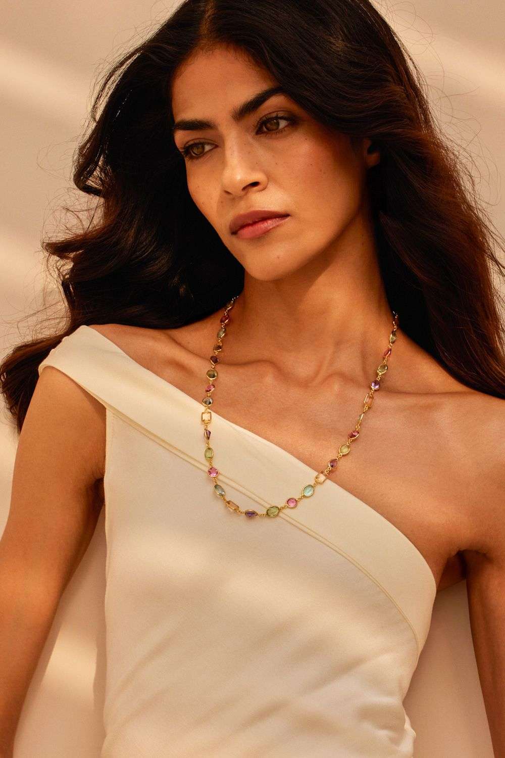 Gold Plated Multicoloured Stone Necklace