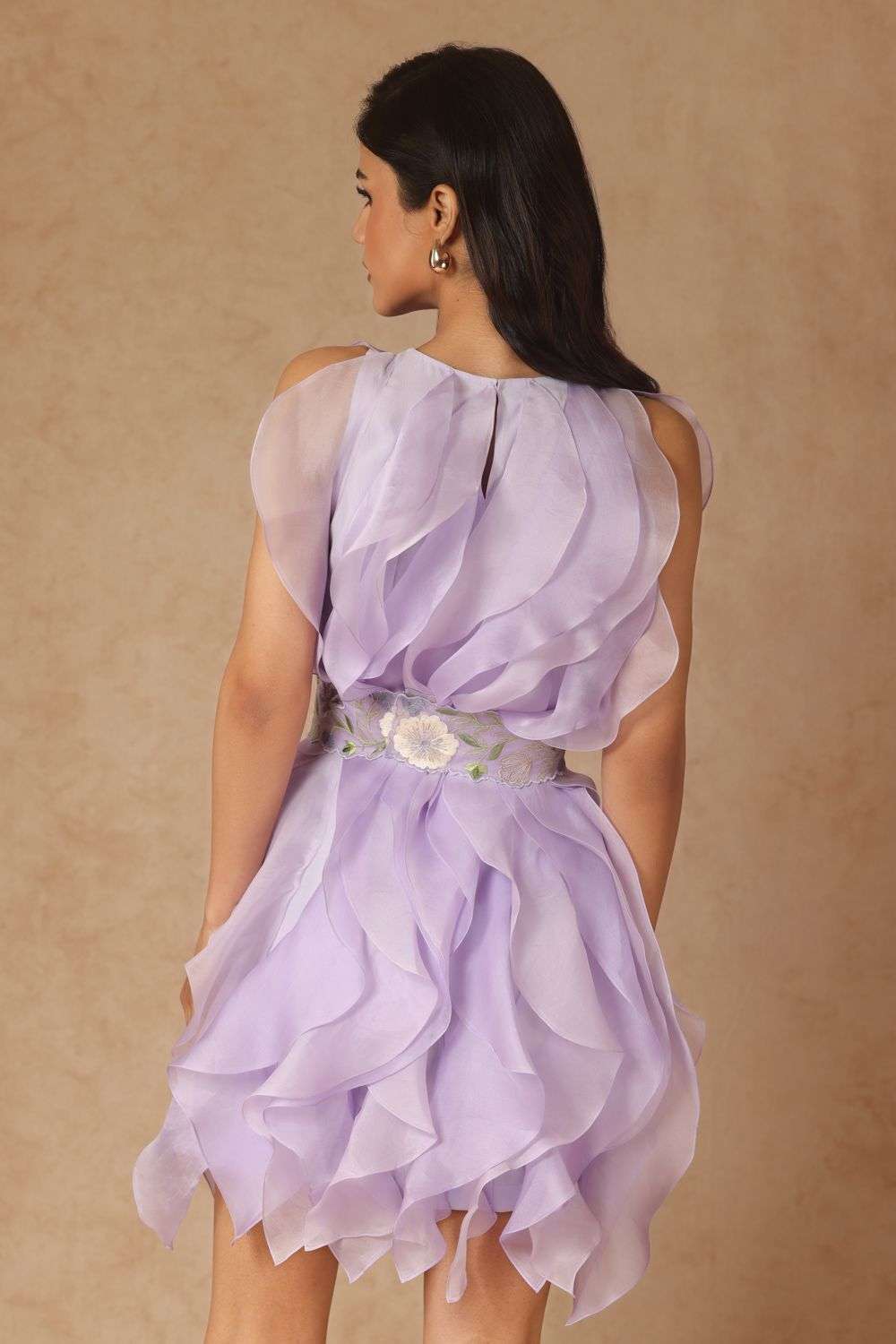 Buy Shriya Som Soft Lavender Organza machine embroidery Dresses
