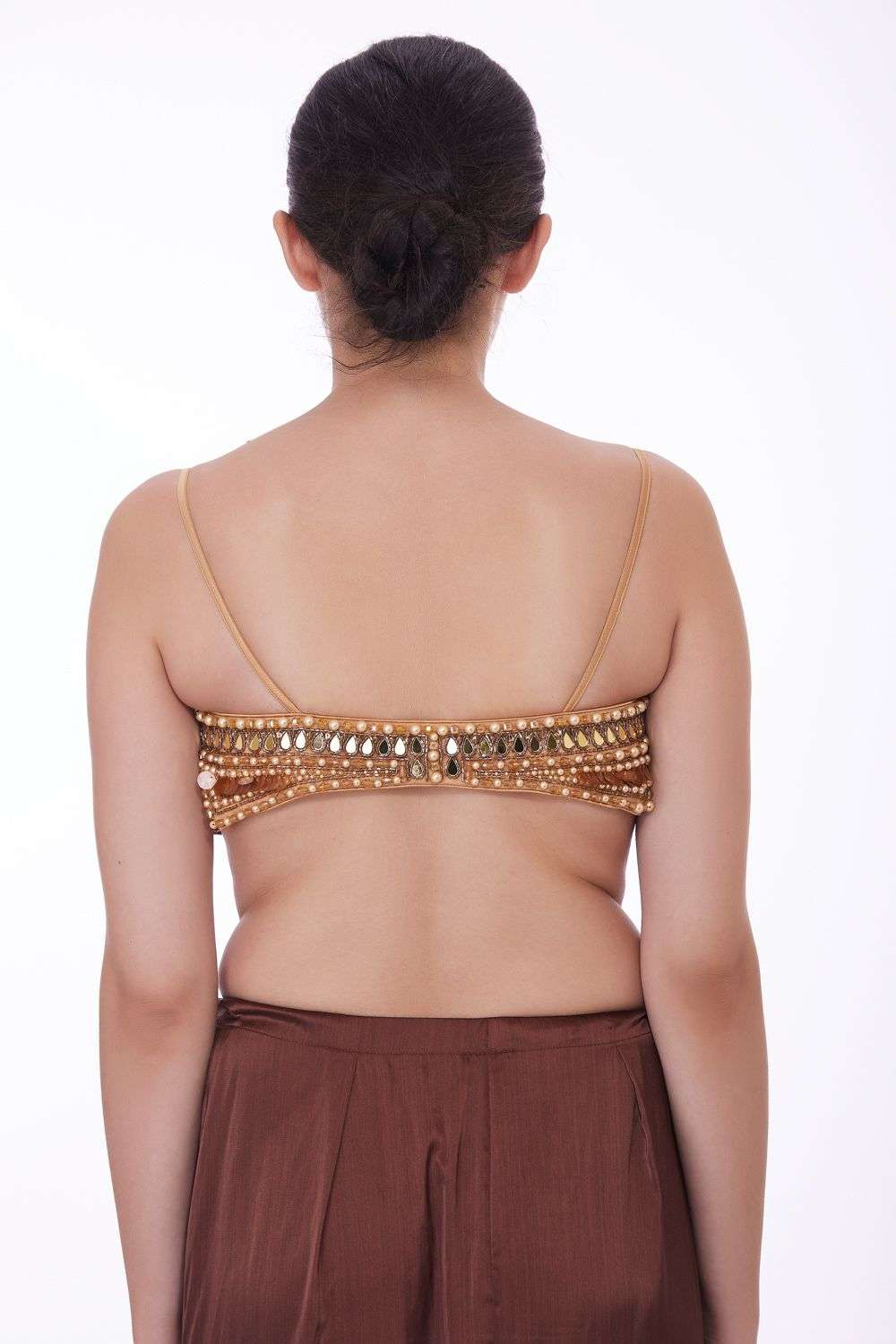 Buy Dilnaz Soft Gold Net, Polyester Satin Blouses