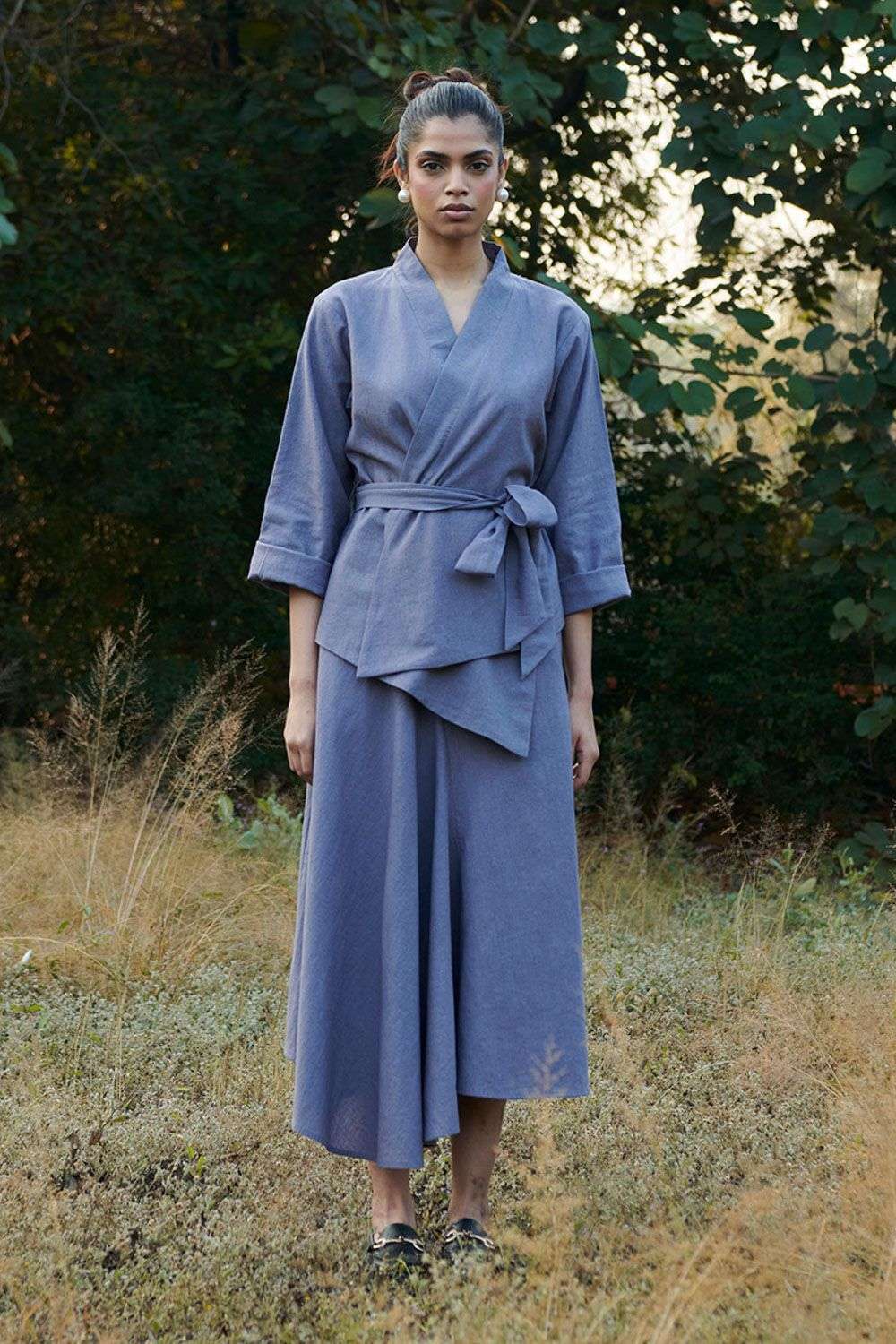 Buy Saphed Soft Grey 60% Indian Cotton, 40% Pure Linen Bottoms 