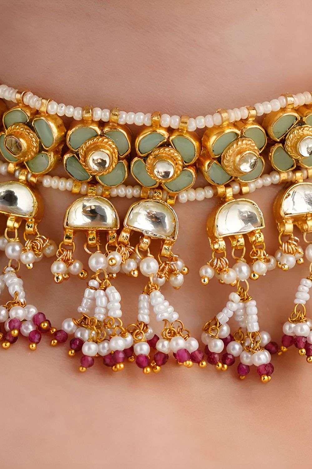 Buy Maisara Soft Gold Copper Base With Gold Polish Necklace Sets