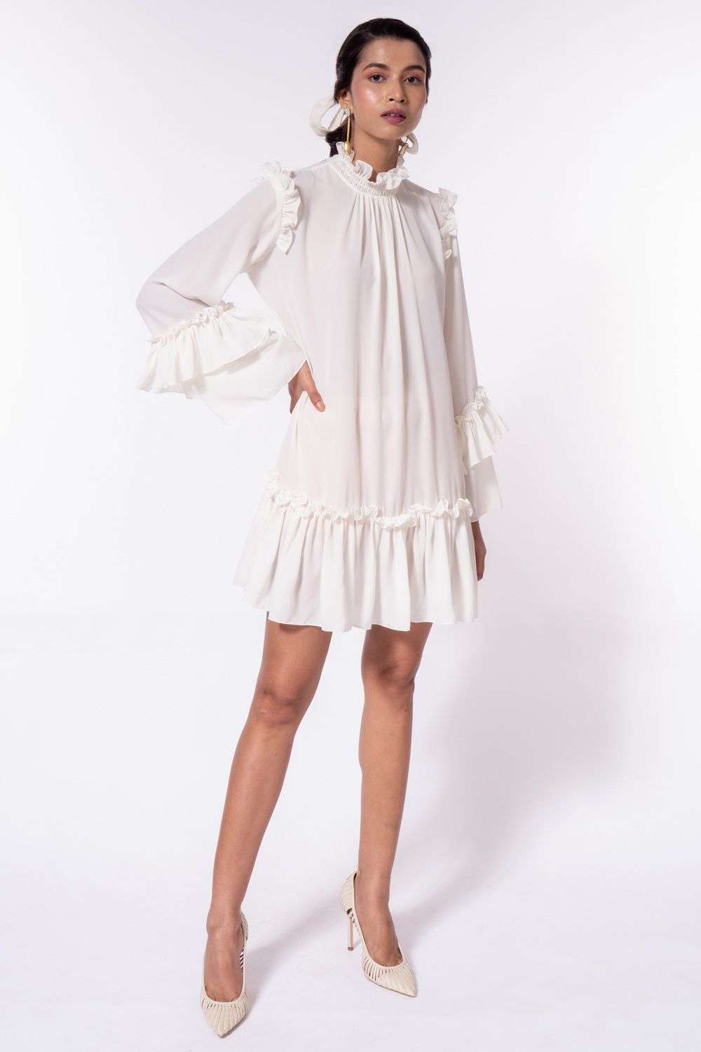 Auth COS Black Mini Dress Ruffles Straight Cut Oversized 100% Cotton XS  Defects | eBay