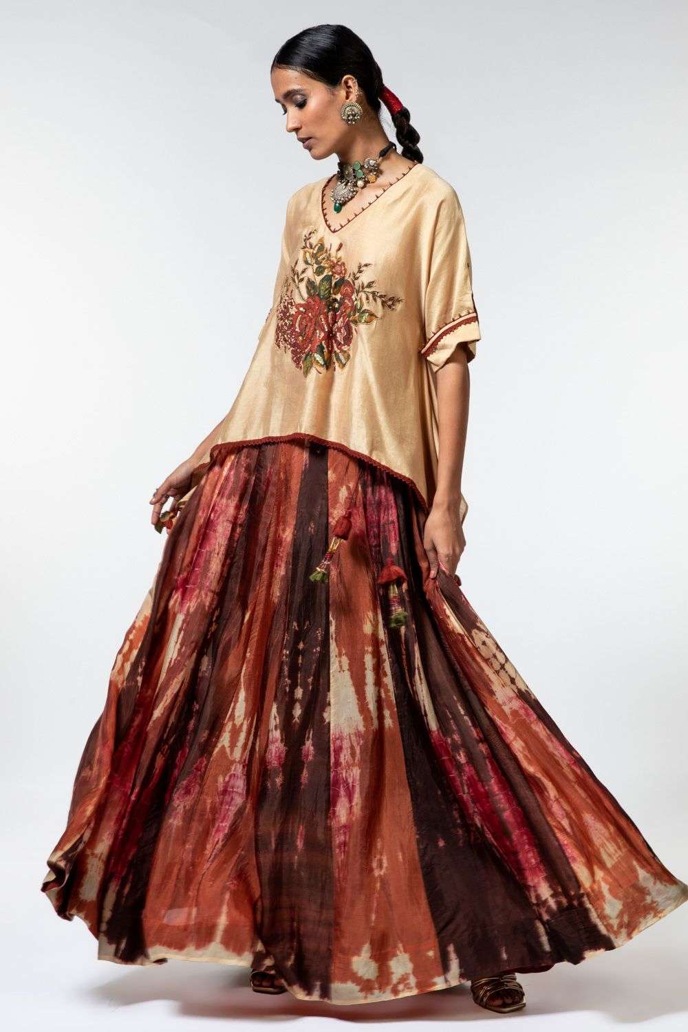 Maroon tie dye skirt