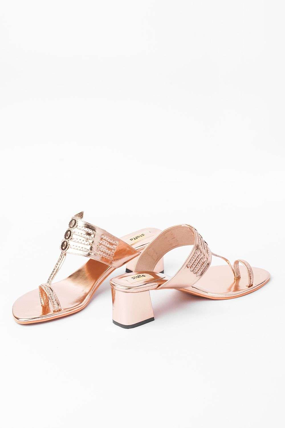 Mango Metallic Heel Sandals in Brown | Lyst