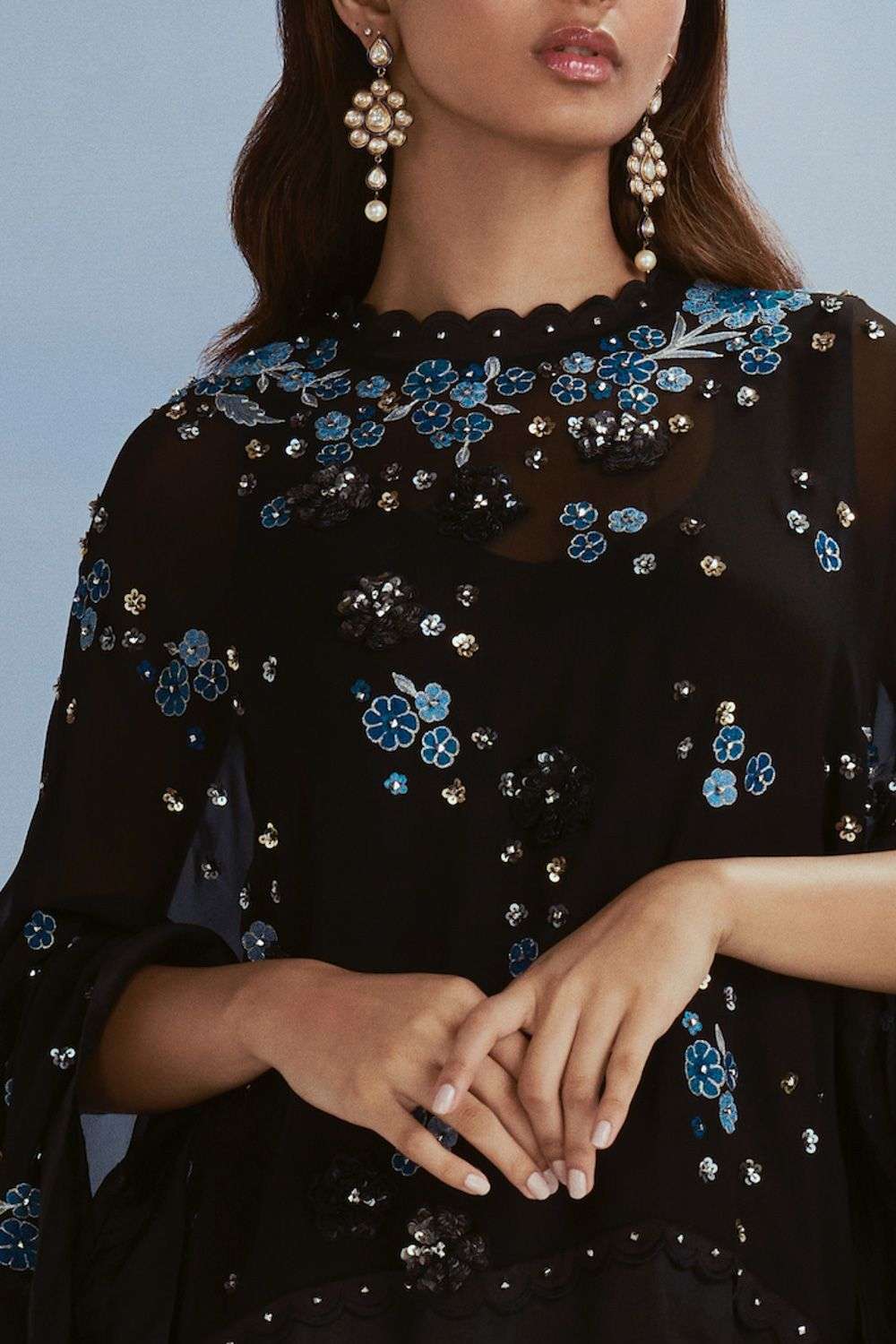 Buy Nachiket Barve Soft Black CAPE-GEORGETTE; SLIP - SHANTUNG; SKIRT - SATIN WITH SHANTUNG LINE Capes & Buy Nachiket Barve Soft Black CAPE-GEORGETTE; SLIP - SHANTUNG; SKIRT - SATIN WITH SHANTUNG LINE Capes &