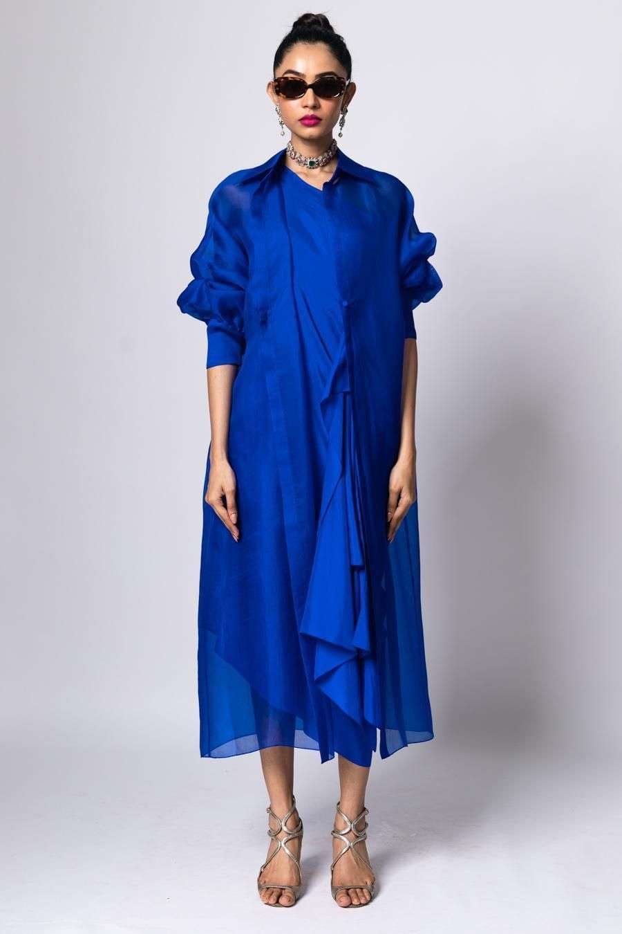 Buy REIK Soft Blue Silk Organza And 60G Silk Coordinate Sets
