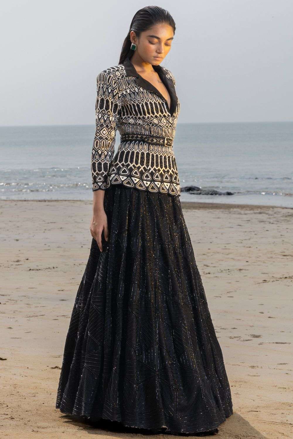 Buy Ritika Mirchandani Soft Black Net, crepe & double georgette