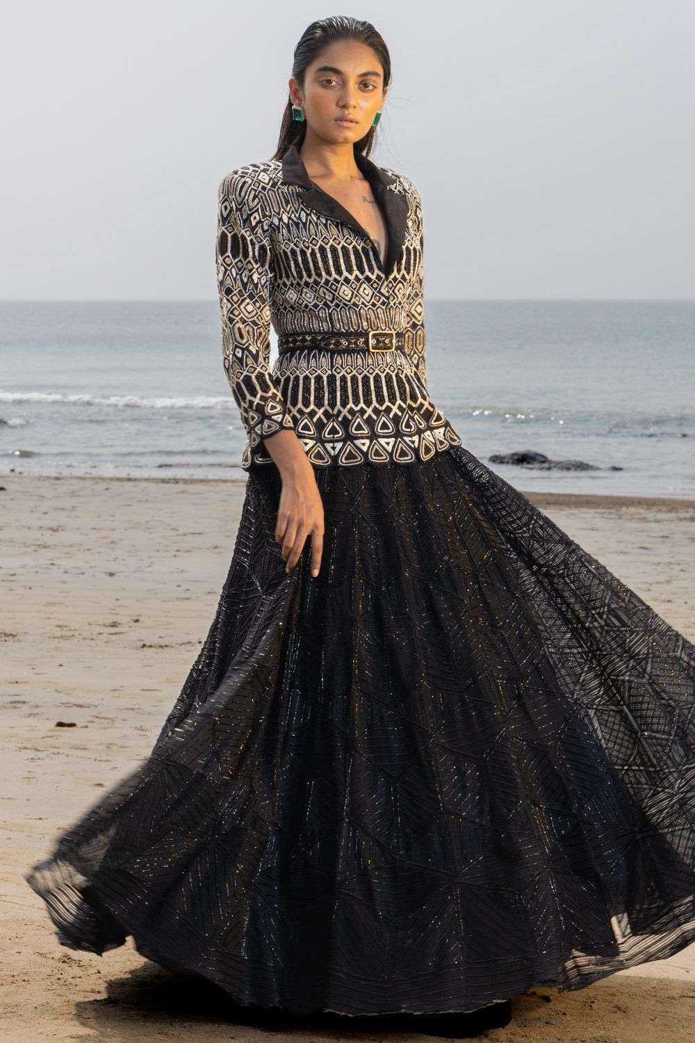 Buy Ritika Mirchandani Soft Black Net, crepe & double georgette