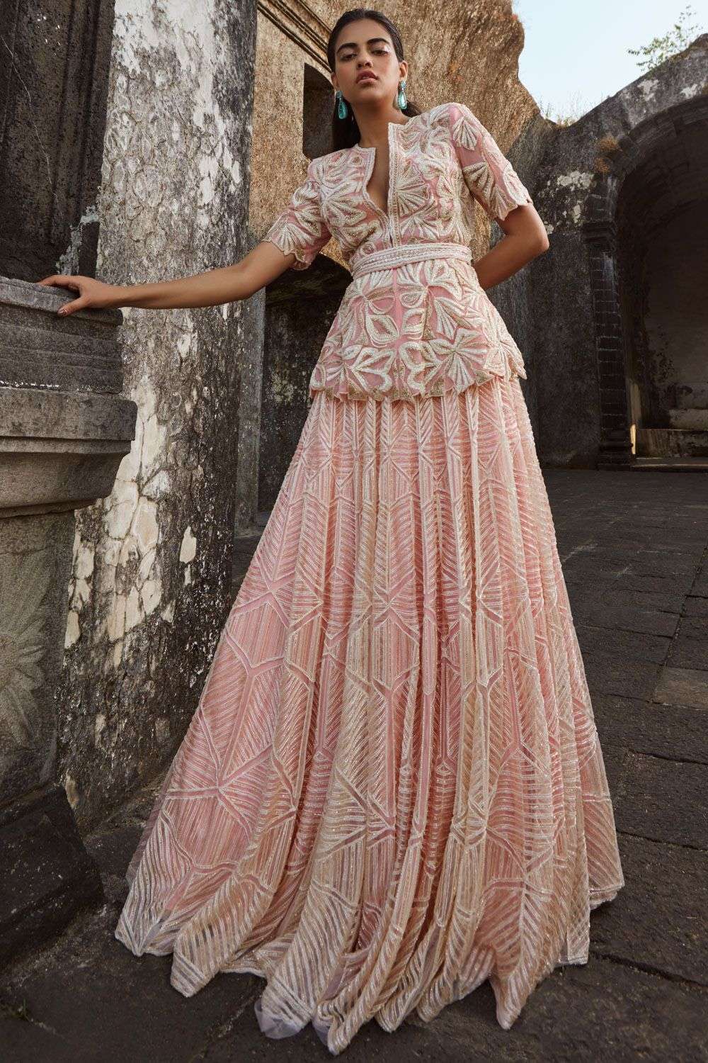 Buy Ritika Mirchandani Soft Ivory Net, crepe double georgette