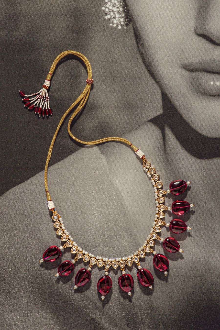 Ruby handcrafted wide necklace