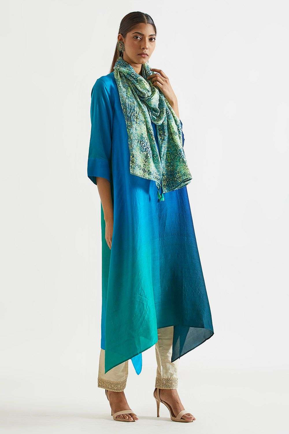 Buy Meghna Panchmatia Soft Blue Silk Kurtas