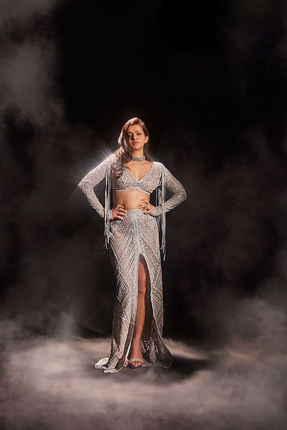 Silver net skirt on sale