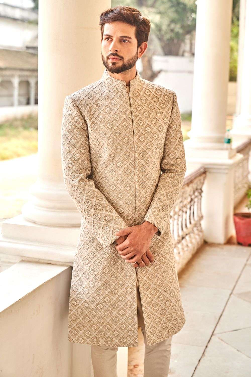 Designer Sherwani Mens Sherwani New Fancy Sherwani Chayank Sherwani Beige