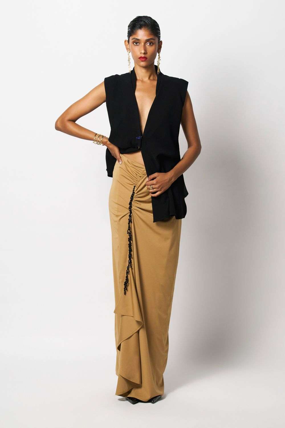Buy 431-88 by Shweta Kapur Soft Brown Jersey Bottoms