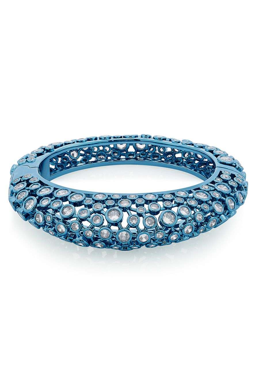 Aqua blue oval hinge bangle