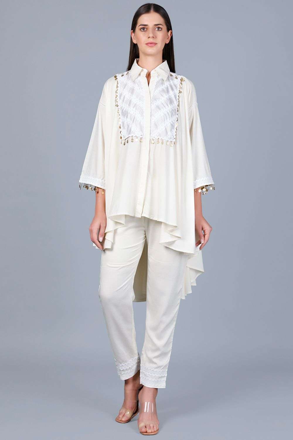 Buy Gulabo by Abu Sandeep White Viscose Cigarette Pant Online | Aza Fashions