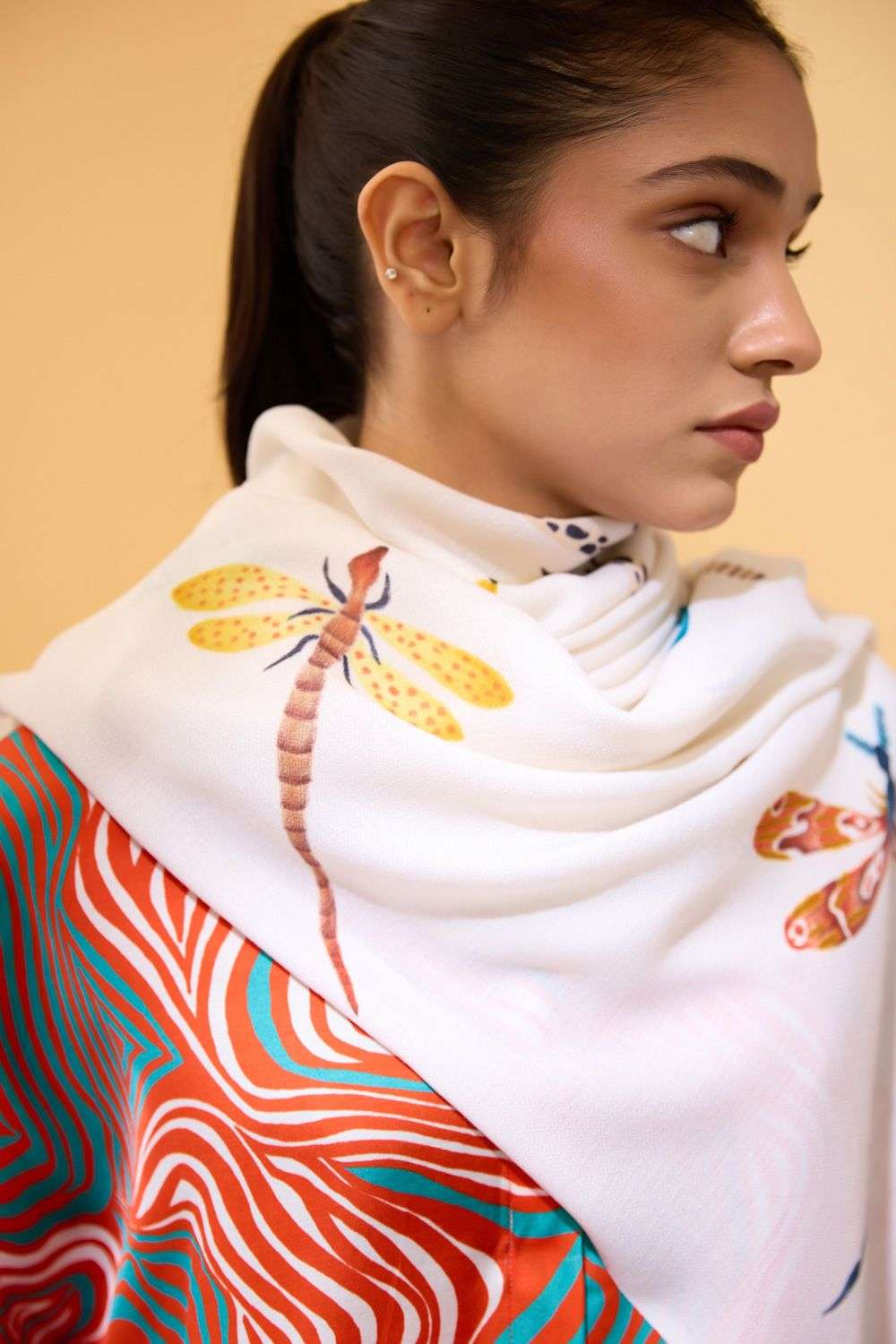 Buy Janavi India Soft White Cashmere with Handpainting Handpainted
