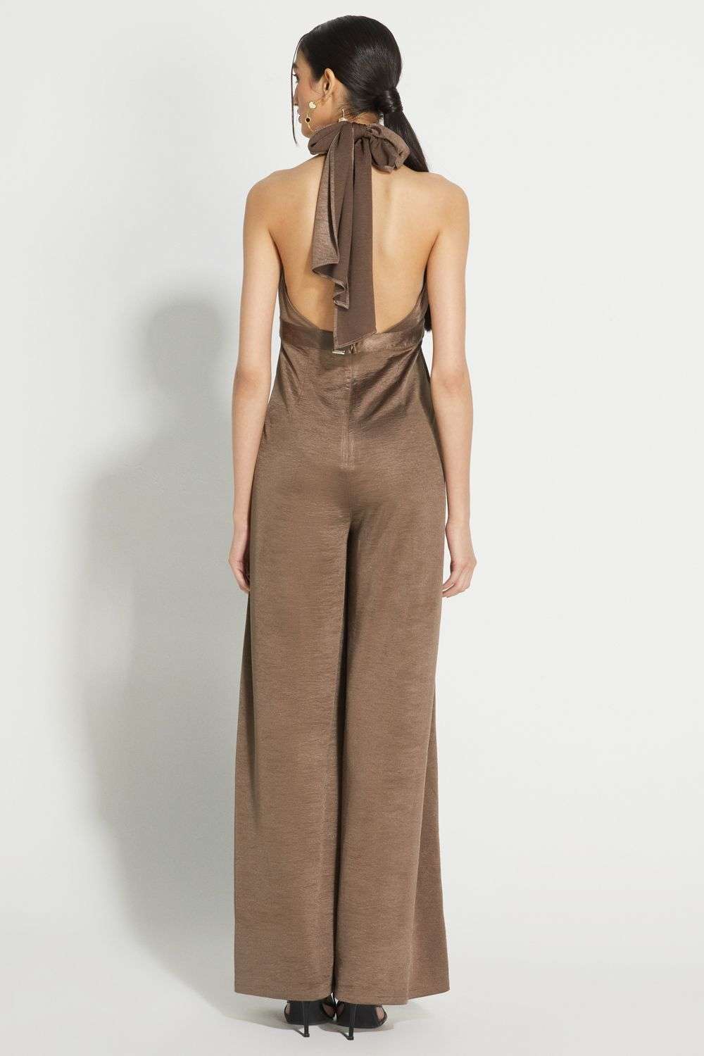 Buy 431-88 by Shweta Kapur Soft Brown Crushed jersey Jumpsuits