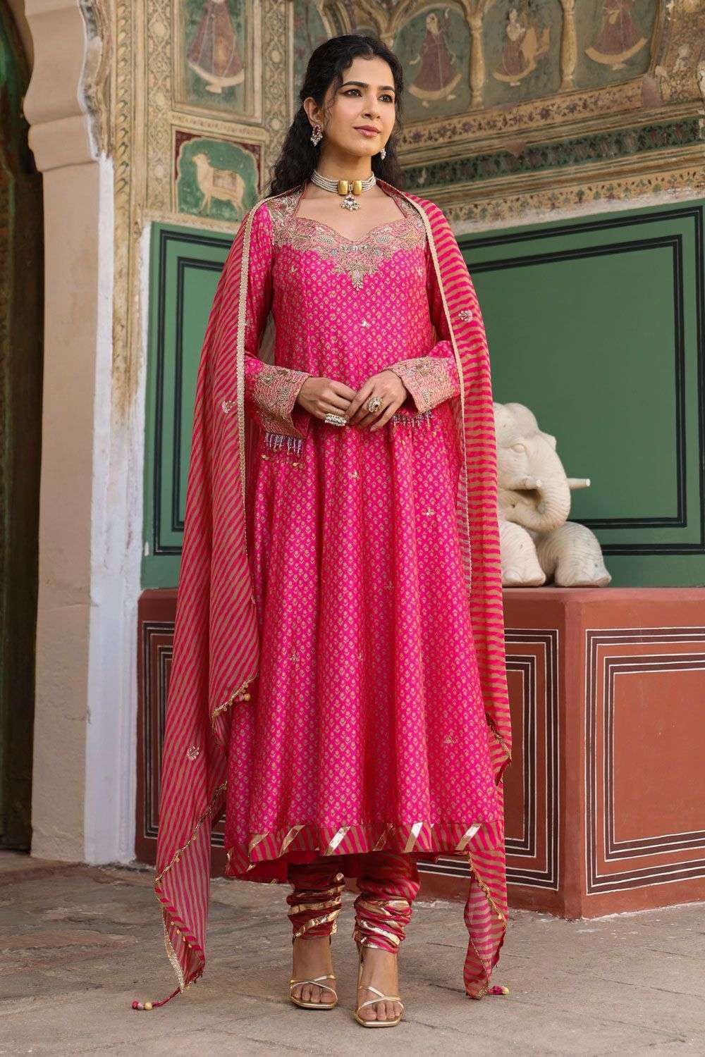 Buy Niti Bothra Soft Pink Silk Base Anarkalis