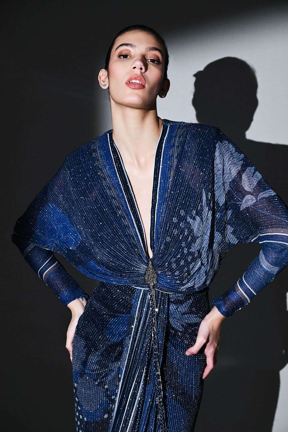Buy Nikita Mhaisalkar Soft Blue SEQUIN PURE GEORGETTE Dresses