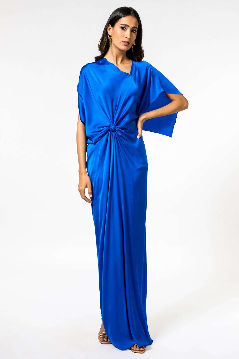 Elizabeth Formal Gown Blue Satin Liquid V Neck Sexy Cutout Formal – Runway  Goddess