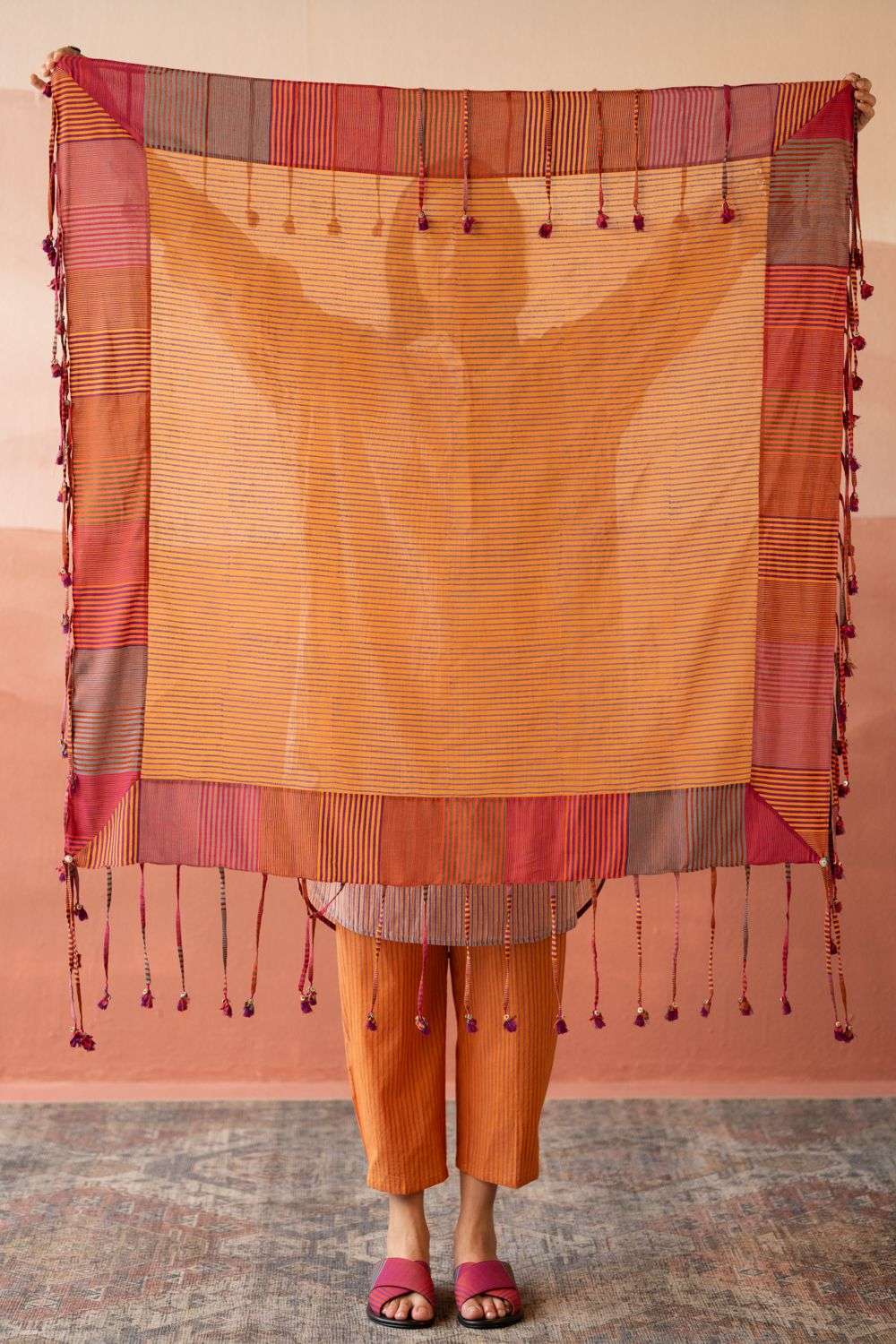 Buy Swatti Kapoor Soft Multi Hand Woven 40gm Chanderi Scarf With