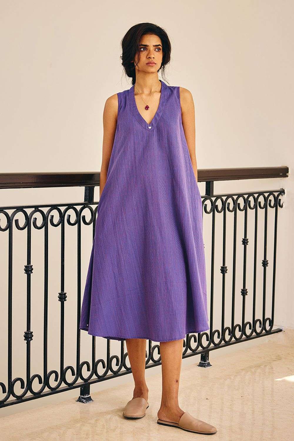 Purple Mauve Cotton Homebody Dress
