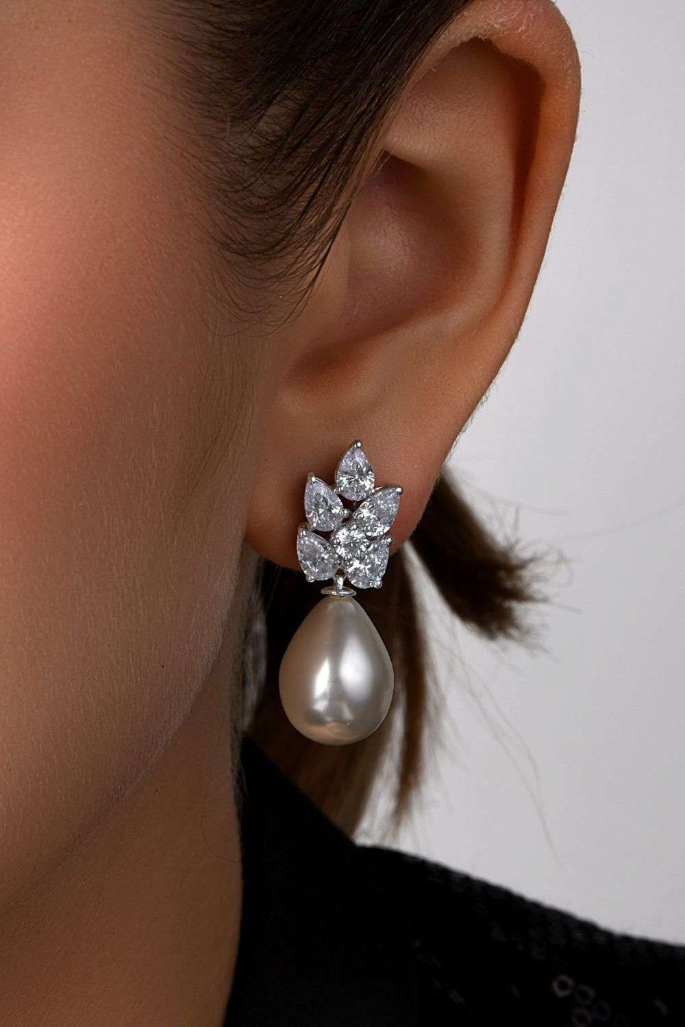 White Swarovski Pearl Earrings