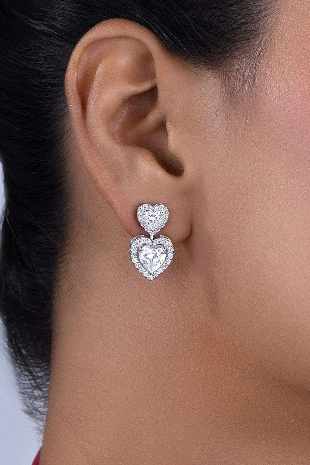 White Swarovski Heart Shaped Earrings